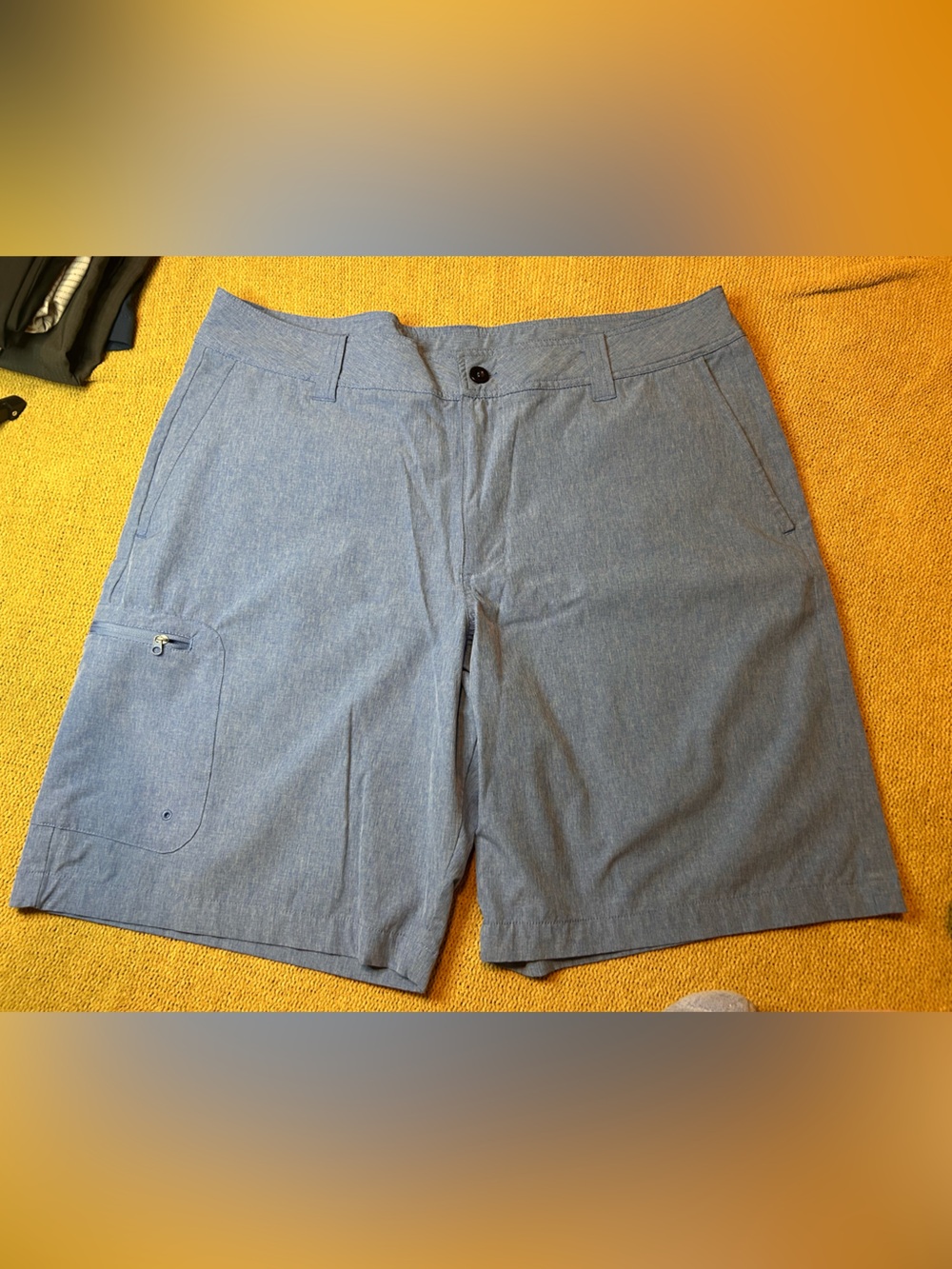 Magellan Outdoors Heather Blue Flat-Front Shorts